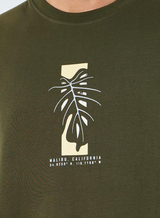 Styli Men Green Graphic Print Oversized T-Shirt - Image 2